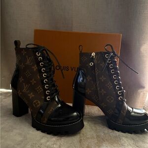Louis Vuitton Women's Monogram Lace-Up Boots